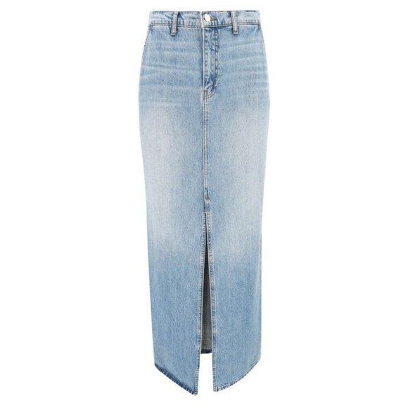 💕DEREK LAM 10 CROSBY Lu High Rise Denim Maxi Skirt Sutton Vintage Blue 28 NWT - Picture 9 of 16